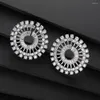 Stud Earrings Luxury Trendy Big Circles Earring For Women Wedding Party Cubic Zircon Brazil Style Round A0167