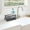 Kitchen Storage Stainless Steel Caddy Rack With Drain Tray And Detachable Towel Bar Sponge Holder For Bathroom Items