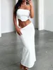 Work Dresses Hirigin Long Skirt Sets Women 2 Piece Outfits Sexy Strapless Crop Tube Top Bodycon Skirts Y2K Set Beachwear