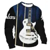 Herren T-Shirts T-Shirt Kurzarm Tops Sommer Baumwolle Harajuku Übergroße Kleidung Gitarrengrafiken 3D-Druck T-Shirt Lässiges Sweatshirt