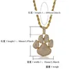 Pendant Necklaces Personalized 18K Gold Plated Fl Cubic Zirconia Cute Dog Footprints Pendant Necklace Twist Chain Hip Hop Jewelry Gift Dhq3V