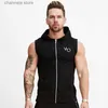 Sweats à capuche pour hommes Sweatshirts Gym Fitness Sweat à capuche Hommes Sweat-shirt sans manches Bodybuilding Entraînement Coton Zipper Gilets Manteau Mâle Casual Sportswear À Capuche T240227