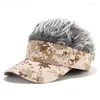 Casquettes de balle Casquette de baseball à visière de camouflage avec des cheveux à pointes Perruque Chapeau Perruques Hommes Femmes Casual Concis Parasol Soleil