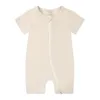 Zipper Short Seelve Baby Boys Girls Jumpsuits Unisex Bamboo Solid Summer Newborn Clothes Rompers Toddler Jumpsuit 0-24M