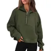 Ilululemen-08 Lemon Hoodies Moletons Outono Inverno Yoga Terno Scuba Hoodie Half Zip Suéter Esportivo Feminino Solto Jaqueta de Ginástica Fitness Curto Casaco de Pelúcia Swe