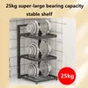 Kökshyllor Multilayer Pot Storage Rack Justerbart skåp under Sink Pan Rostfria hushållsskålar Organiserar hållare 240223