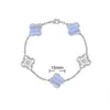 Bijoux de créateurs Bracelet de luxe Chaîne à maillons Vanca Quatre feuilles d'herbe à cinq fleurs Épais Rose Or Couleur Rouge Jade Moelle Blanc Fritillaria Plein Diamant Bracelet 9WTQ