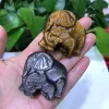 Sieraden 1 Pc Natuursteen Zilver Obsidiaan Tijgeroog Moeder en Kind Olifant Handgemaakt Gesneden Dierenbeeldje Home Decor Sieraden Cadeau