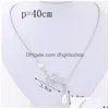 Hänge halsband Pearl Leaf Pendants Halsband för kvinnor Fina smycken mode Sier Plating Lady Party Dress Charms Infinity Chain Cho Dhjpd