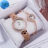 Titta på armband för present med Box New Fashion and Luxury Diamond Watch och Armband Ladies Watch Set