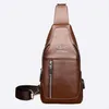 Kangourou marque mode cuir sacs à bandoulière hommes poitrine sac USB charge décontracté sac de messager petit mâle sac à bandoulière poitrine Pack192g