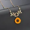 Korean personality necklace pearl sun flower feminine fashion sunflower pendant192d