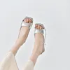 Chaussures de robe Summer Square Toe Fish Bouche Femmes Sandales Simple Blanc Ouvert Talons Hauts Slip-On Stiletto Femme