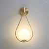 Wall Lamps Nordic Modern Bedside LED Lamp Water Drop Art Brass Foyer Background Bedroom Restaurant Aisle Sconce Lighting Glass