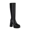 Boots Drop Ship Fashion Platform Botas Mid-Calf For Ladies Thick Sole Block High Heel Party Women Shoes Plus Size 43 Winter 2024
