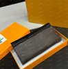 أعلى جودة الأزياء بني زهرة S-Lock Designer Wallet Luxury's Men Women Long Longine Leather Facs Letters Presh Coin مع حامل بطاقة Plaid الأصلي مربع 19x10 سم