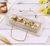 Transparent Cake Box med handtag cupcake Swiss Clear Plast Portable Packing Present Box Roll Long Cajas Flores Por Mayoreo