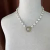 T GG Collana da donna con catena di perle di cristallo, regali di boutique, gioielli, stile di moda, collana di fascino d'amore con scatole, collana di design boutique corretta