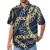 Herren Freizeithemden Golden Chain Links Print Strandhemd Sommer Vintage Blusen Mann Grafik 3XL 4XL