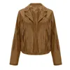 Kurtki damskie Tassel Jacket Coats Women skórzana motocykl motocyklowy faux zamszowy moda moto