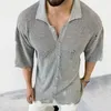 Polo da uomo Camicia estiva con scollo a polo scavato in maglia Cardigan slim casual Top a maniche corte Bavero Muscolare traspirante