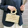 Hand Woven Handbag Natural Wood Bead Handbag Transparent Beach Quartet Bag