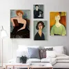 Paintings Famous Works Wall Art Canvas Amedeo Modigliani Figure Painting Vintage Women Portrait Poster Cuadros Decor