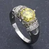 Klusterringar hainon silver färg engagemang gul kubik zirkoniume anel smycken för kvinnor älskar bague anillos mujer presentfördelning