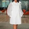 Trendy Mesh Sleeve Studded Design med avancerad temperament, överdimensionerad avancerad klänning