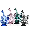 9.5 inches Bong Hookahs Recycler Dab Rigs Big Glass bongs Water Pipes Thick Glass Oil Rigs Tobacco With 14mm Bowl and quartz banger