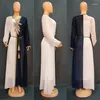 Etnische kleding Midden -Oosten Dubai Moslimvrouwen Lange kleding Robe 3D Bloemcontrast Kleur Elegante Arabische feesten Es Twee stukken Pakken