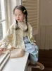 Jacken 2024 Kinder Mädchen Frühling Outwear Mäntel Koreanische Dot Langarm Kleinkind Mädchen Jakets Baumwolle Süße Floral Bedruckte Baby