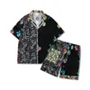 Tracksuit Men Summer Fashion Tops T Shirt and Shorts Outfit Summer Casual Floral Shirt Beach Shorts Two Piece Suit Famous 12 Styles Green Black White
