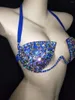 Bühnenkleidung, glänzende Strass-Dekoration, Neckholder-Bikini, zweiteiliger Anzug, Nachtclub, Tanzshow, Strandmode, Kristalldiamant, sexy