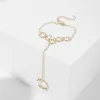 Simple Female Hand Bracelet Slave Chain Link Finger Ring Copper Beads Chains Connected Hand Harness Bracelets for Women Boho 2024227