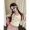 Tanks de femmes 2024 T-shirt féminin sans manches Kawaii Summer Ladies Tees Casual Crop Top Sweet Slim Femmes Vêtements T-shirts Femme