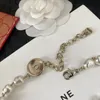 T GG Collana da donna con catena di perle di cristallo, regali di boutique, gioielli, stile di moda, collana di fascino d'amore con scatole, collana di design boutique corretta