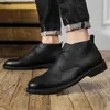 Botas masculinas casuais de negócios, escritório formal, vestido chelsea, sapatos de couro genuíno, botas pretas de tornozelo, chaussure