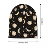 Berets retro celestial sol gorro chapéus lua ouro preto impressão bonnet unisex esporte ao ar livre tricô chapéu inverno design elástico bonés