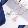 Pendentif colliers Double face rond pendentif colliers pour femmes or Rose luxe strass 925 Sterling Sier collier ras du cou mode Dhxji