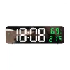 Wall Clocks Electronic Digital Clock Temperature And Humidity Display Night Mode Table Alarm For Home 12/24H LED