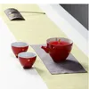 Set di articoli da tè Utensili da viaggio portatili per preparare il tè Set semplice Una pentola e due tazze Tazza da tè in ceramica Teiera Tromba domestica
