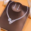 Ensemble de collier et boucles d'oreilles Stonefans, bijoux simples en forme de fleur en Zircon, accessoires de mariage, Design strass, vente en gros, 2024