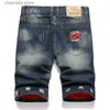 Men's Shorts Summer Vintage Washed Men Denim Shorts Casual Fashion Street Wear Ripped Hole Patches Distressed Male Straight Jeans Shorts T240227