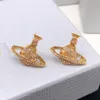 Pearl Stud for Women Earrings Viviane Luxury Fashion Designer Jewelry Gold Earings Metal Earring Cjeweler Westwood Woman 411