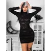 Casual Dresses Dark Style Fashion Ripped Composite Dress Long Sleeve Hip Skirt