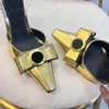 Moda de alta calidad Hebilla de metal Sandalias Slingback Bombas Bloque transparente Tacones gruesos Zapatos de vestir Diseñadores para mujer Sandalias para mujer PVC Weddingshoes caja
