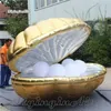 Atacado personalizado dourado inflável clam shell iluminação gigante ar soprado modelo animal marinho led balão de mexilhão com pérolas para decoração de casamento