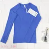 Lu Women's Sports Long Sleeved Fitness T-shirt andas mjuk topp snabb torr hög stretch yogakläder mode mångsidiga löpande träningstoppar a-198