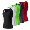 Herrtankstoppar m-xxxl Gymkläder som kör Väst ärmlös skjorta fitness sport tight kompression t-shirts bodybuilding top